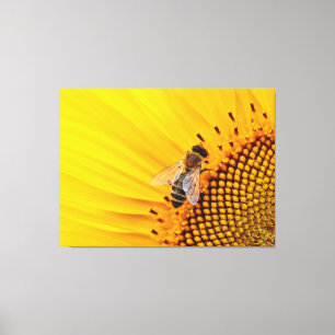 Sonnenblume und Biene Leinwanddruck