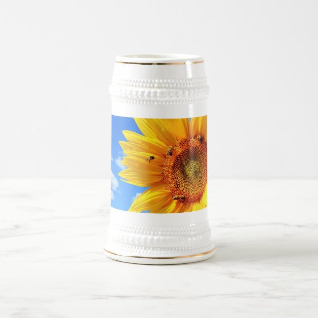 Sonnenblume und Bienengestein Bierglas (Mittel)