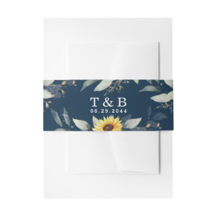 Sonnenblume und blau-geometrische Hochzeit Einladungsbanderole