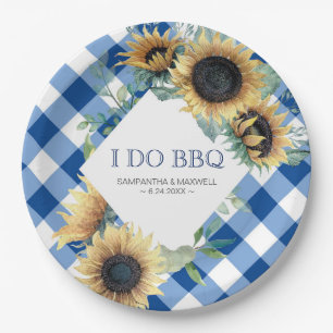 Sonnenblume und Blauer Gingham I. GRILLEN Pappteller