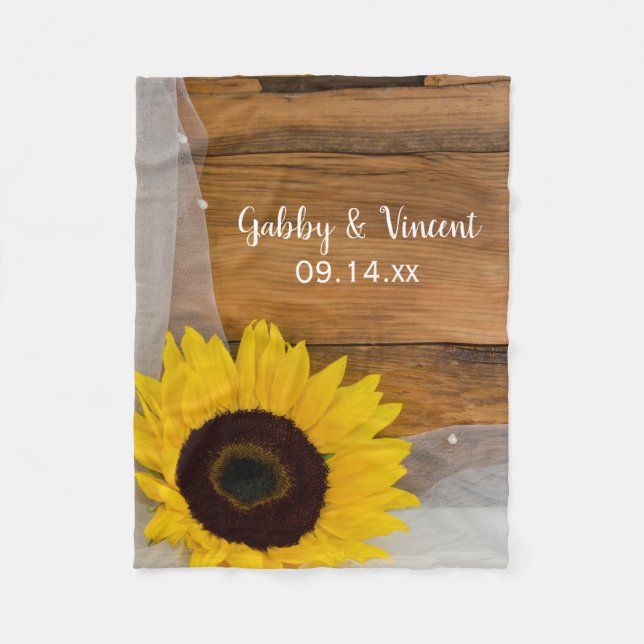 Sonnenblume und Braut Veil Country Wedding Fleecedecke (Vorderseite)