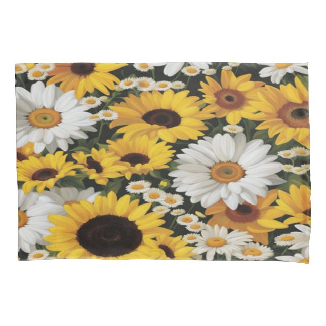 Sonnenblume und Daisy #50 - Pillowcase Kissenbezug (Vorderseite-Links)