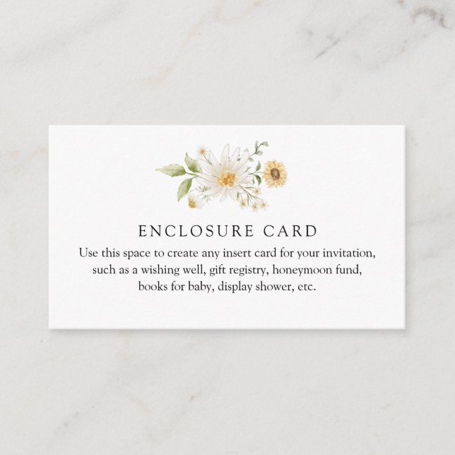 Sonnenblume und Daisy Custom Enclosure Card Begleitkarte (Vorderseite)