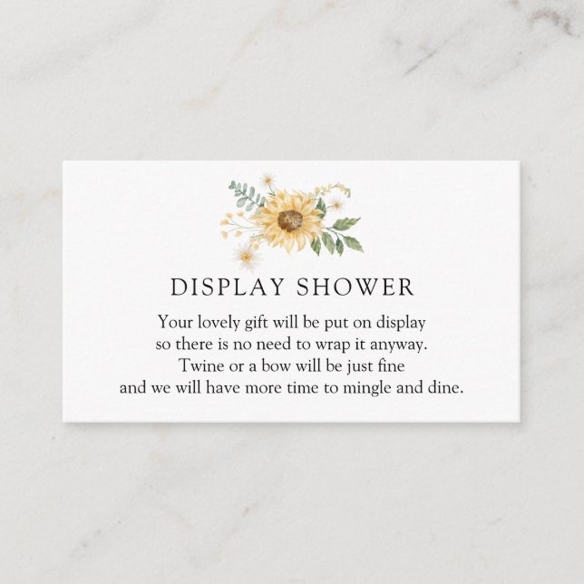 Sonnenblume und Disy Display Dusche Umschließkarte Begleitkarte (Vorderseite)