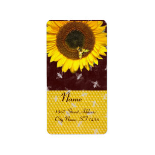 SONNENBLUME UND HONENBIE, BLÜHEN, BLÜHEN ADRESSAUFKLEBER