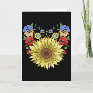 Sonnenblume und Klatschmohn Lustig Ukraine Floral Karte