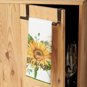 Sonnenblume und Libelle Sprenkel Herbst individuel Geschirrtuch