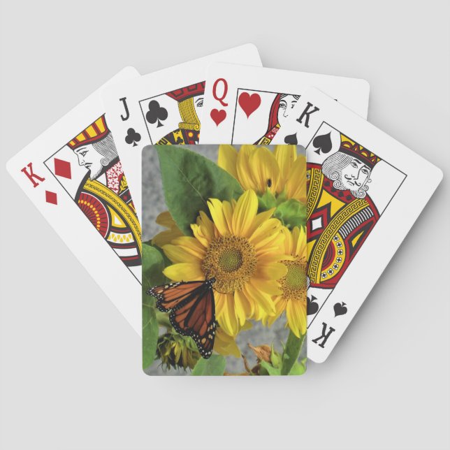 Sonnenblume und Monarch Butterfly Spielkarten (Rückseite)