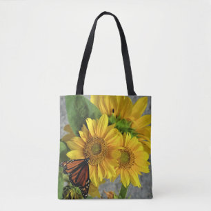Sonnenblume und Monarch Butterfly Tote Beutel Tasche