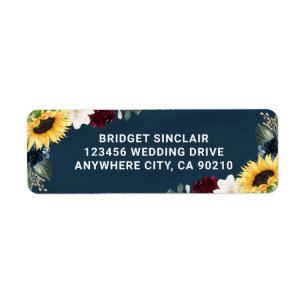 Sonnenblume und Navy Blue Magnolia Burgundy Weddin