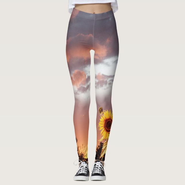 SONNENBLUME UND PINK SOMMERSONNE LEGGINGS (Vorderseite)