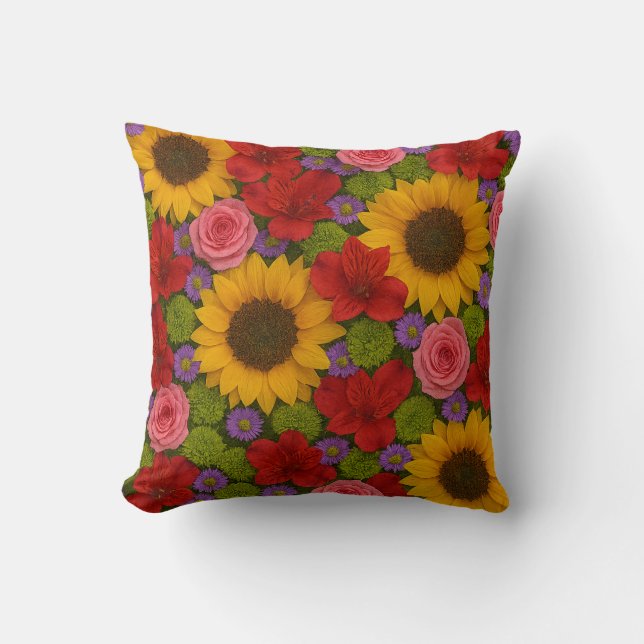 Sonnenblume und Rose Kissen (Vorderseite)