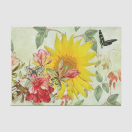 SONNENBLUME UND SCHMETTERLING Seidenpapier