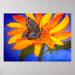 Sonnenblume-und Schmetterlings-Plakat Poster