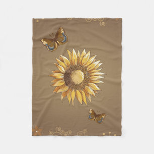 Sonnenblume-und Schmetterlings-Vintages elegantes Fleecedecke
