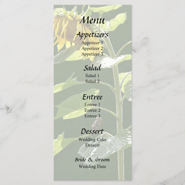 Sonnenblume und Spargel Menükarte (Vorderseite)