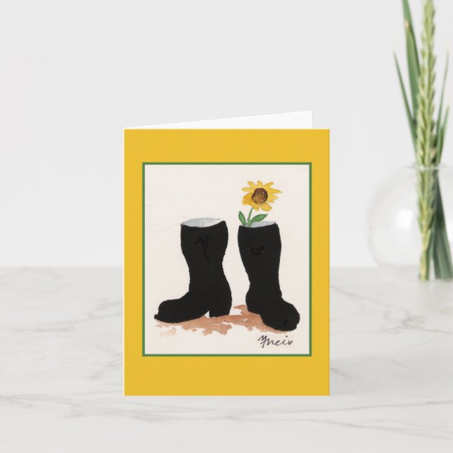 Sonnenblume und Stiefel Karte (Vorderseite)