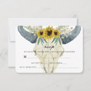 SONNENBLUME UND STIER HOCHZEIT RSVP KARTE