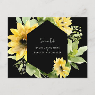 Sonnenblume Unser Datum retten Schwarze Hochzeit S Ankündigungspostkarte