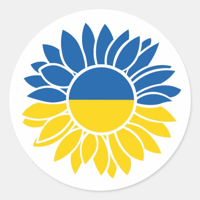 Sonnenblume unter ukrainischer Flagge Runder Aufkleber (Vorderseite)