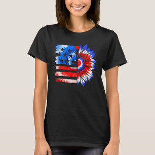 Sonnenblume USA Amerikanische Flagge Frohes 4. Jul T-Shirt