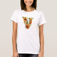 Sonnenblume V Buchstaben Grafik-Shirt für Frauen N