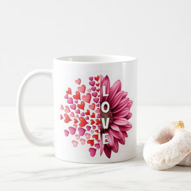 Sonnenblume Valentinstag Kaffee Tasse-Romantisches Kaffeetasse (Mit Donut)