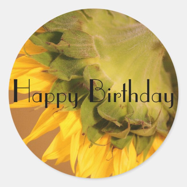 Sonnenblume, viel Glück zum Geburtstag Runder Aufkleber (Vorderseite)