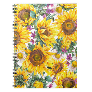 Sonnenblume Vintag: Gelbblüte im Sommer. Notizblock