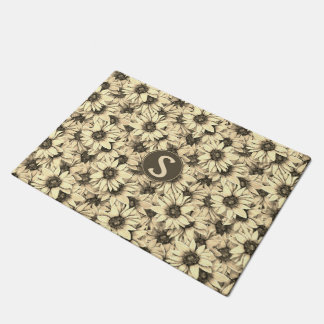 Sonnenblume Vintage Charm Sepia-Ton Fußmatte