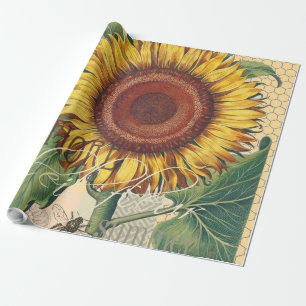 Sonnenblume Vintage Damast Blumenkunst Geschenkpapier