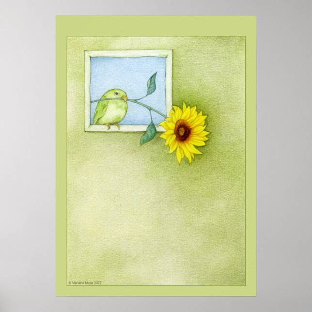 Sonnenblume-Vogel-Poster Poster (Vorne)