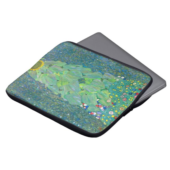Sonnenblume von Klimt, Vintage Blume Jugendstil Laptopschutzhülle (Vorne Oben)