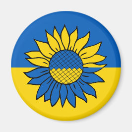 Sonnenblume vor der ukrainischen Flagge Magnet