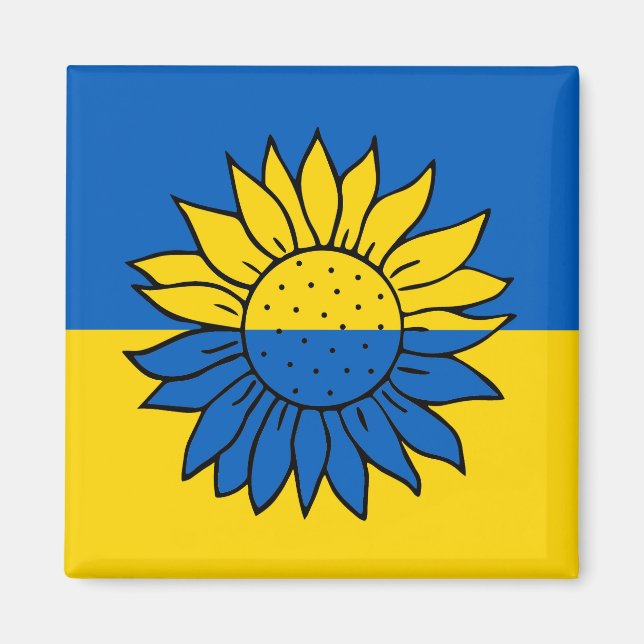 Sonnenblume vor der ukrainischen Flagge Magnet (Vorne)
