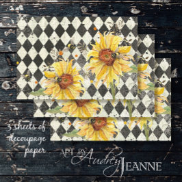 Sonnenblume w Bienen Black Ephemera Verlassen Deco Geschenkpapier Set