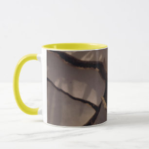 Sonnenblume wächst aus aufgesprungenem Schlamm Tasse