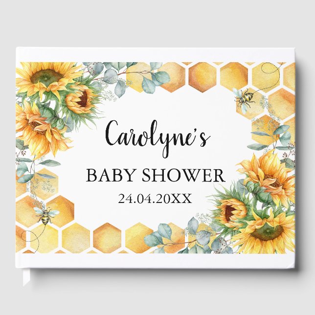 Sonnenblume Was wird Baby Bekleidungs-Dusche Gästebuch (Vorderseite)
