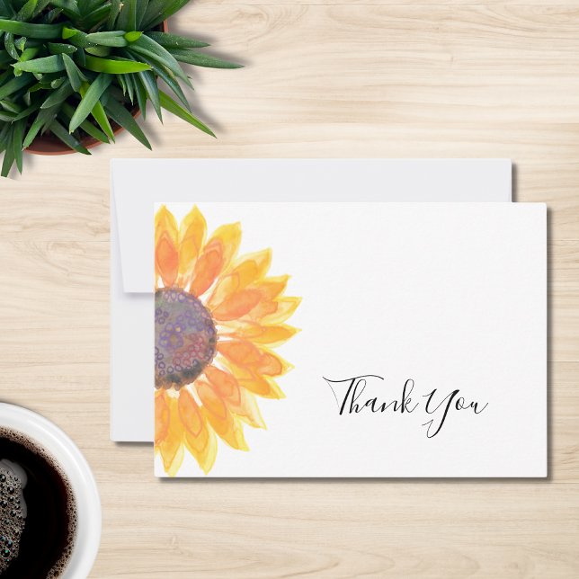 Sonnenblume Wasserfarbe Danke Karte (Von Creator hochgeladen)