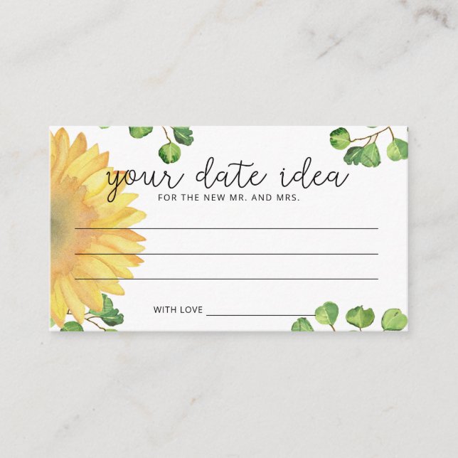 Sonnenblume Wasserfarbe Datum Ideen Nacht \ Datum  Begleitkarte (Vorderseite)