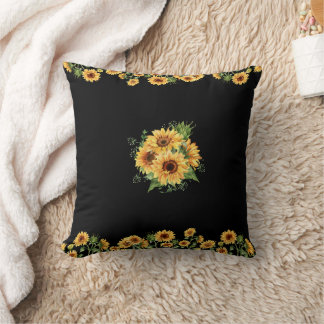 Sonnenblume Wasserfarbe – Florales Grafikdesign Kissen