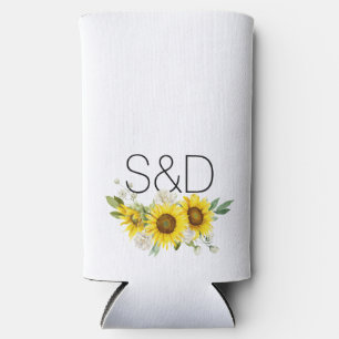 Sonnenblume Wasserfarbe Wildblume Monogramm Hochze Selters Dosenkühler