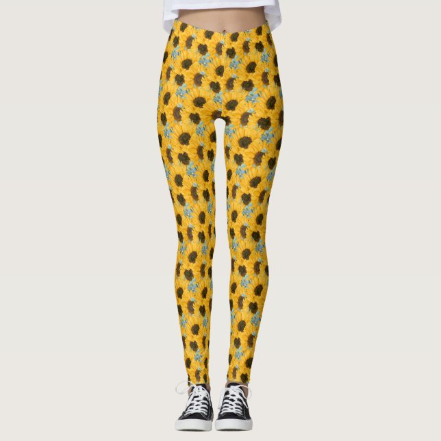 Sonnenblume Wasserfarben Leggings (Vorderseite)