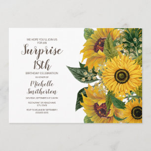 Sonnenblume Weiß Gelbe Überraschung zum 18. Geburt Einladung