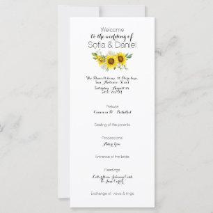 Sonnenblume weiße Rose Aquarell Hochzeit Flat Card