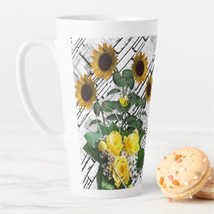 Sonnenblume Weiße Ziegelsteine Latte Tasse