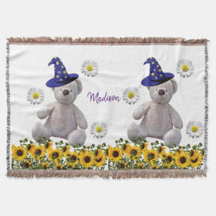 Sonnenblume Weißer Teddy Bär Throw Blanket Decke