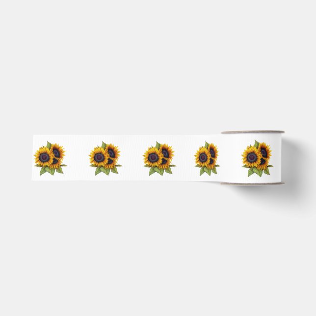 Sonnenblume-weißes Art-Band Ripsband (Vorderseite)