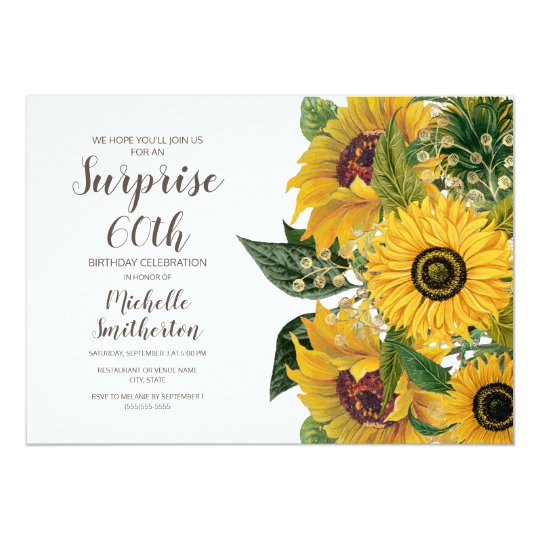 Sonnenblume Weissgelbe Uberraschung 60 Geburtstag Einladung Zazzle Ch