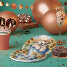 Sonnenblume Welpe Pappteller